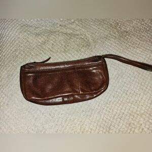 Brown Leather Wristlet